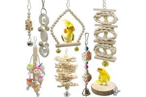 JASCHERRY Juguetes de Loro Pájaros 8 Piezas con Juguete de Masticación y Columpios de Perchas Usado para Jaula de Aves - Decoracion de Pajarera y Campana Colgante Hamaca para Periquitos, Cockatiels #2