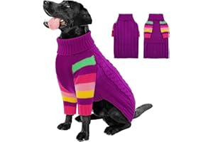 OUOBOB Dog Jumper, Large Turtleneck Pullover Winter Green Vest, Christmas Outfits, Pet Sweatshirt Apparel Knitwear for Girls Boys, Golden Retriever, Labrador, Rottweiler XL