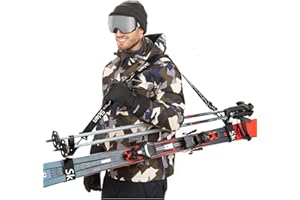 Sklon Ski Strap and Pole Carrier | Avoid The Struggle and Effortlessly Transport Your Ski Gear Everywhere You Go | Features Cushioned Shoulder Sling | Great for Families - Men, Women and Kids - Black