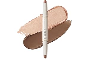Exmiloo Doppelseitiger Lidschatten Stift, Wasserfest, Wischfest & Langanhaltend Creme-Lidschatten, Matt & Schimmer Eyeshadow Stick, Hochpigmentierter Lidschattenstift-Farbton: Taupe Twilight