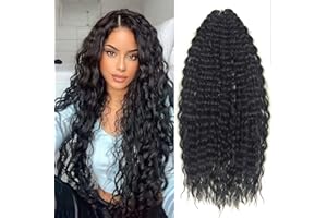 PORSMEER 22 Zoll 3 Packs Tief Twist Crochet Hair Schwarz für Butterfly Locs Crochet Braids Bohemian Wave Curly Hair Bundles Pre-Looped Synthetic Haarverlängerungen für Frauen