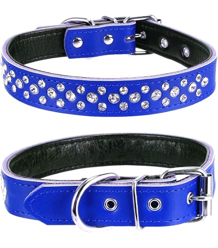 Haoyueer Hundehalsband Mit Strass – Größe S, Pink, PU-Leder, Verstellbar 21–27 Cm, 3 Reihen Glitzersteine