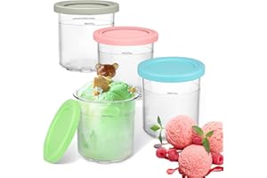 FORNORM Creami - Juego de 4 recipientes para máquina de hielo Ninja Creami NC299AMZ NC300s Series, Cremoso Ice Frasco de cristal, sin BPA