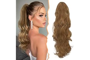 BARSDAR Coleta Postiza Rizada Pelo con Pinza de Garra, 50 cm Largas Cola de Caballo Extensiones Ondulado Ponytail Extension Clip in Postizos de Pelo para Mujeres
