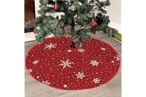 Mateju Weihnachtsbaum Rock Weihnachtsbaumdecke Groß Tannenbaum Unterlage Rund Christbaumdecke Christbaumständer Teppich Baumdecke für Weihnachtsdeko Neujahr Party (Schneeflocken,120cm)