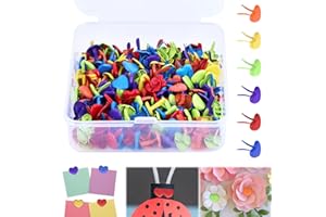 Nuyoah Musterbeutelklammern Bunt Musterklammern Mini Brads Herz 200Stk Rundkopfklammern Metall Flügelklammern Klein 8.5x9.5mm für Schule Büro Papier Briefklammern Basteln Handwerk DIY