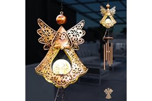 GOODECO Solar Angel Iron Wind Chimes Outdoor，Wind chimes With Solar Ball for Garden Yard outdoor Decor, Garden Gifts for Grandma/Mum/Women, Unisex Housewarming Gift.