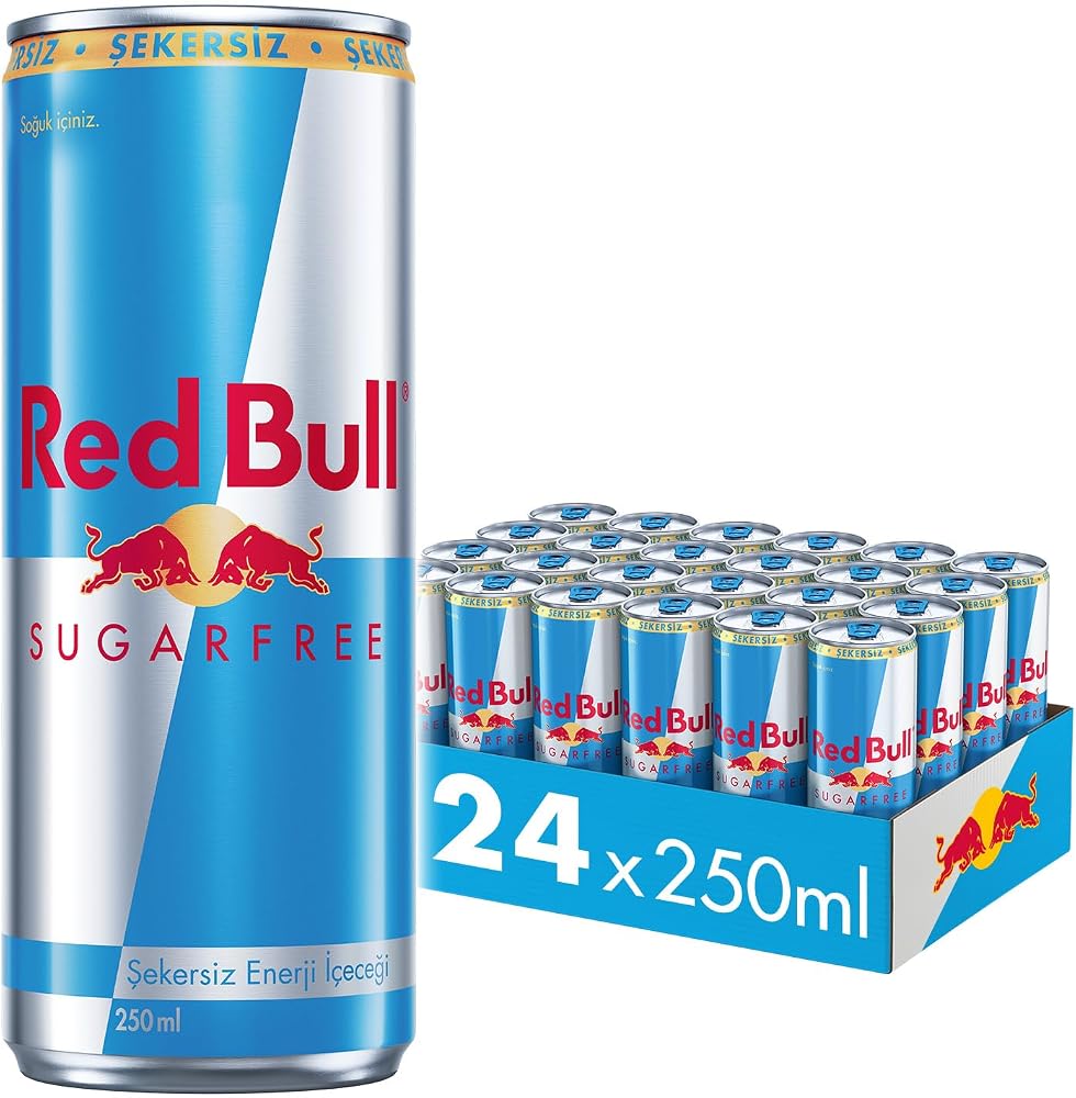 Red Bull Enerji İçeceği Şekersiz 250 ML (24’Lü Paket 24x250 ML), Enerji, Kutu