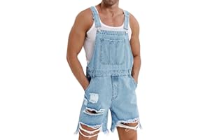 Runcati Spodnie ogrodniczki męskie jeansowe bawełniane letnie spodnie na szelkach kombinezon dżinsowy