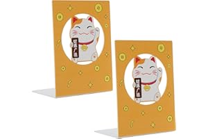 Agatige 2 pièces Serre-Livres, Serre-Livres en métal, Patte de Chat Flamingo Lucky Cat Whale Fashion Style Bookend Desktop Book Stopper Supporting Shelfs for Home Office Decorative(Lucky Cat)