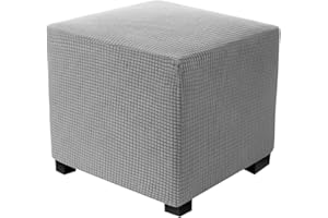 UYEOCO Hockerbezug Rund/Quadratisch/Rechteckig 40x40/50x50 Ottoman Cover Ottomane Schonbezug Hocker Hussen für Fußhocker Stretch Ottomane Abdeckung Hocker Protector Hockerabdeckung