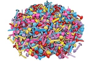 Ogquaton 200pcs Mini Brads, Brads Ronds en métal mélangés Multicolores pour l'artisanat de Papier emboutissant l'outil de Bricolage Scrapbooking