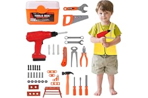 VYKOR 42 Pcs Kids Tool Set Tools Toys With Electric Drill Toy Tooled Clothing Tool Box Construction Tool Box Kit For Boys Toys Ages 3+ Years Old