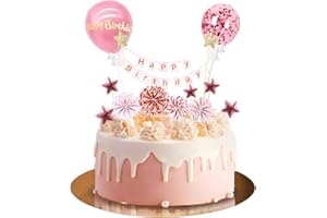 Moorle Tortendeko Rosegold 12 Stück, Happy Birthday Kuchendeko, Kuchendeko Geburtstag Mädchen, Cake Topper Rose Gold, Papierfächer Sterne Cupcake Tortenstecker für Geburtstag Dekoration Junge Mädchen