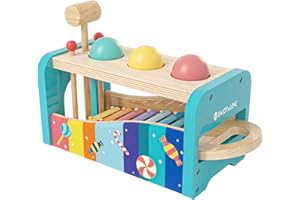Siairo Gioco del Martello con xilofono Giocattolo di Martellamento in Legno con Xilofono Giocattoli Musicali Montessori Educativo Martellante e Martello Regalo per Bambini di 1-3 Anni