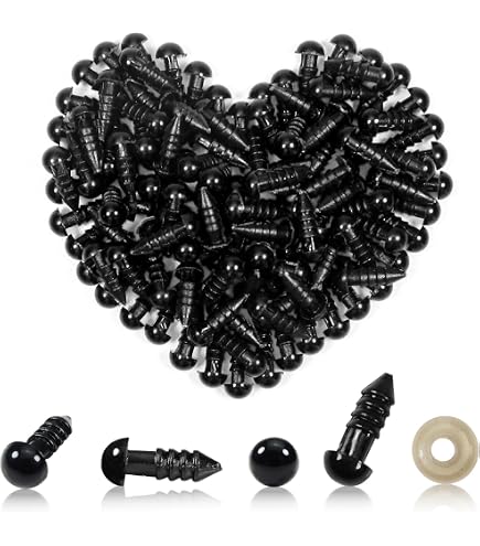 TOAOB 50 Pezzi Occhi Di Sicurezza In Plastica Per Amigurumi E Bambole - 8 Mm, Colorati (Blu, Rosso, Oro, Bianco, Rosa) Con Rondelle - Accessori Fai Da Te Per Pupazzi - 2