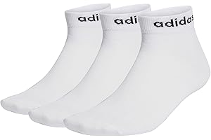 adidas Mixte Think Linear Ankle Socks 3 Pairs, White/Black, 42-45