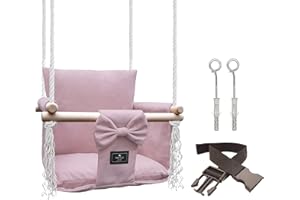 ‎NATILU NATILU® Babyschaukel Set Indoor Outdoor | Magic Pink Velvet | Schaukel | Kinderschaukel | Kindergartenschaukel | Kleinkindschaukel | Holzschaukel | Schaukelsitz | Swing ab 6M+ für Zuhause, Garten