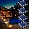 Lacasa 4 Pack Solar Decking Lights - Outdoor Garden Solar Powered LED Step Lights, Warm White, IP68 Waterproof, All Night Patio Stairs & Driveway Pathway Lighting
