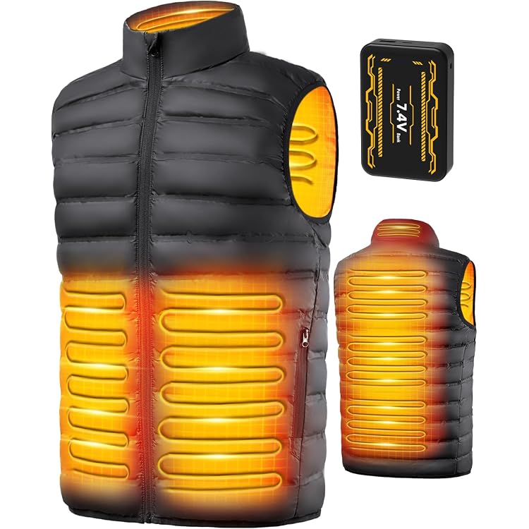 Gilet Chauffant Seenlast Homme - Batterie 10000mAh Incluse, 4 Zones Chaudes, étanche, Lavable