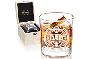 LIGHTEN LIFE Dad Gifts,Dad Whiskey Glass in Valued Wooden Box,Premium Birthday Gifts for Dad,Ideal Dad Gifts from Son Daughter,Presents for Dad-340ml