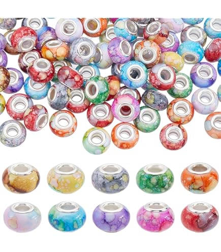 SOFPLATE 1 Boîte De 120 Perles Rondelles En Résine à Grand Trou