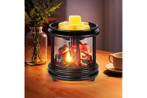 Wowlela Electric Wax Melt Burners, Metal Glass Scented Wax Warmer with Flames, 3-in-1 Wax Melter Fragrance Warmer for Candle, Essential Oils, Electric Wax Fragrance Lamp for Home Office Gifts & Decor