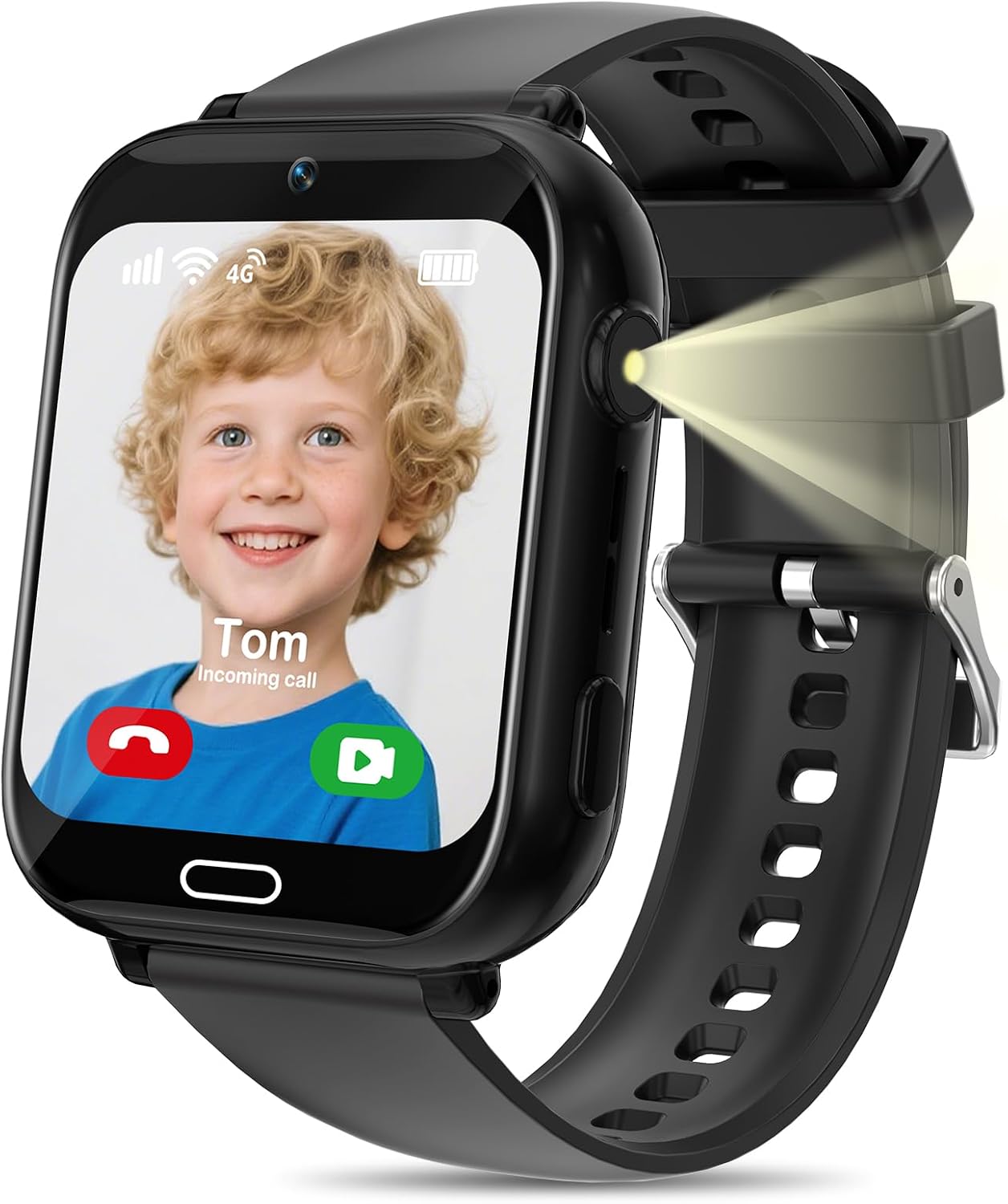 POFIBO Kids Smart Watch Boys Girls, 4G Kids GPS Tracker Watch with Phone, Video Calls, Voice Chat, SOS, Games, Alarm Clock, School Mode, Torch, Smart Watch for Boys Girls 4-16 Years