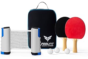 VIVO TECHNOLOGIES Table Tennis Set,Portable Ping Pong Set,Retractable Table Tennis Net for Any Table,Table Tennis Set with 2 Table Tennis Bats,3 Balls, 1 Portable Bag,1 Extendable Net,Outdoor or Indoor Sports