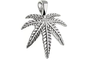 SILBERKETTEN-STORE SILBERKETTEN STORE DEIN SCHMUCK ONLINE SHOP Ciondolo foglia di canapa, foglia di cannabis marijuana – vero argento 925, Argento sterling, Nessuna pietra preziosa