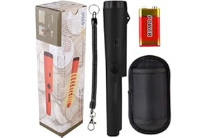 ADIBY Metal Detector Pinpointer, Metal Detector Kids with LED and 9V Battery, 360°Scan Waterproof Pinpoint Metal Detector with Belt Holster for Gold Coin Treasure Hunt Junior Beginner Adult Kids, Black