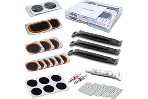 LotsJoy Fahrrad Reifen Flickzeug Reparaturset- Hochleistungs-Fahrradschlauch-Patch-Kit mit tragbarer Aufbewahrungsbox für Radfahrer, Motorräder, BMX, Geländefahrzeuge und mehr aufblasbaren Gummi