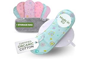 ‎NATISSY Öko Stoffbinden waschbar mit rutschfester Druck aus bio Baumwolle für leichte Blutung (Größe S+M,6er-Pack); kleine & dünne hochtemperatur-waschbare Binden für Damen & Mädchen für bequeme Periodentage