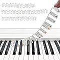 Étiquettes de notes détachables pour clavier de piano pour 88 touches - Guide de notes pour piano - Autocollants de piano en silicone réutilisables - Aucun autocollant requis, pour débutants et