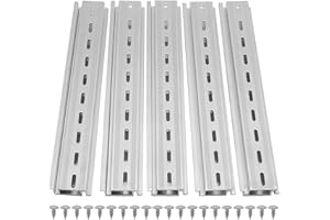 CKANDAY 10 Pcs 8 Inch Aluminum DIN Rails, Top Hat Slotted DIN Rail, 7.5 mm Height x 35 mm Width x 8 Inch Length, with 20 Pcs MXU-DIN-100 Screws for Hardware Components Mounting