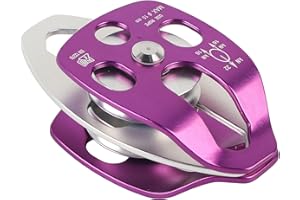 BOROCO Polea Doble, Polea Doble Oscilante Lateral De Aluminio para Aviación Al Aire Libre EN 12278, Bloque De Polea Púrpura para Escalada En Roca Y Montañismo