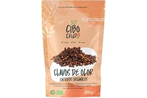 CIBO CRUDO CRUDO BIOLOGICO VEGAN Clavos de Olor Enteros Ecológicos - 100g. Secados al Sol 100% Puros y Naturales para Aromatizar Platos a Base de Carne Bebidas y Postres como el Pan de Jengibre.