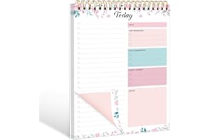 KMQOY To Do List Pad - Daily Planner Notepad 104 Pages Task Planner, 6.7" x 9.8" Double Sided Spiral Notebook with Checklist Productivity Planning Pad for Work Office Home-Pink