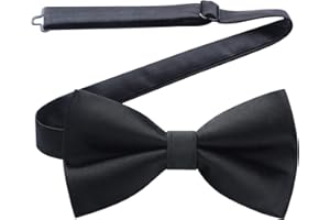 HISDERN Men's Pre-Tied Bow Tie Solid Colour Paisley Bowtie Adjustable Formal Neck Bow Ties for Wedding Party