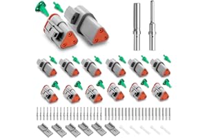 JRready Connecteur Deutsch 3 broches Gris IP68 Étanche DT Connecteur Set 6 Sets Avec kit Terminal Deutsch Wire Gauge 16-20 AWG pour Voiture, Motos, Camions, Bateaux