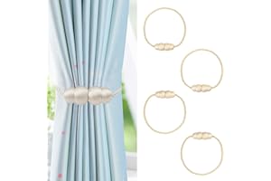 NAHUAA Ferma Tende Magnetico Beige Calamite per Tende Beige Fermatenda Calamita per Tendine da 50 cm per Soggiorno, Camera da Letto, Sala da Pranzo, Bagno, Cucina, 4 Pezzi