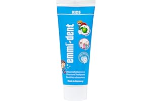 ‎EMMI-DENT emmi-dent Ultraschall Zahncreme „Kids“ I Kinder-Zahncreme mit Apfel-Geschmack I Ideal für empfindliche Zähne und Zahnfleisch I Frei von Mikroplastik & Nanomaterialien I Vegan & glutenfrei I 1x 75 ml