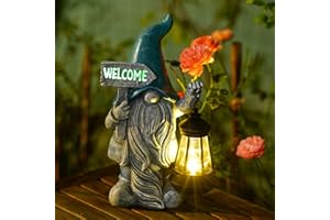 ‎YEOMOO Yeomoo Gartenzwerge Lustig mit Solarlampen für Außen Gartendeko: Gartenzwerge Willkommen Solar Garten Figuren Deko für Draußen Geschenke für Frauen Männer Mum Geburtstagsgeschenk Balkon Zimmer Deko