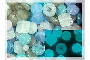 BOHEMIA CRYSTAL VALLEY 25 g Mix of glass beads for jewelry making, Tile Pony Round Coin, Czech Republic, Glow in the Dark Bright Blue