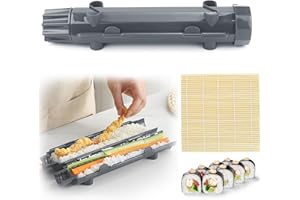 CHRI Bazooka zestaw do sushi, zestaw do sushi do samodzielnego wykonania, wałek do sushi, bazooka i mata bambusowa dla początkujących (kolor szary)