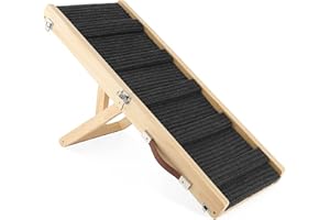 ILGRUPPONE Rampa per Cani Pieghevole Antiscivolo in Legno – Altezza Regolabile fino a 53 cm – Rampa Portatile per Auto, Letto e Divano – Ideale per Cani Anziani e Cuccioli fino a 20 kg