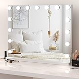 Dripex Miroir Maquillage Hollywood 15 Ampoules LED Miroir Coiffeuse Lumineux Contrôle Tactile Luminosité Réglable sur Table &