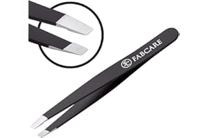 FABCARE Pinzas de depilar para Cejas con Funda incluida, diseño Diagonal, Punta Mejorada, Acabado Antideslizante, Herramienta Profesional para depilación precisa y Cuidado Personal.