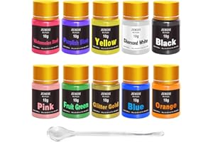JEMESI Naturale Pigmenti Coloranti, 10g*10 Colori Mica Polvere Colorante Polveri Perlato per Sapone, Bomba da Bagno, Resina Epossidica, Slime, Candele, Acquerello, Cosmetici