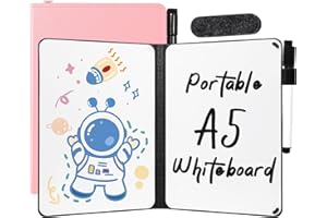 AGM A5 Mini Whiteboard, Pink Double Sided Portable Dry Erase Board with Pen, Desk Whiteboard for Study, Meeting, Draft, Notes, Doodling